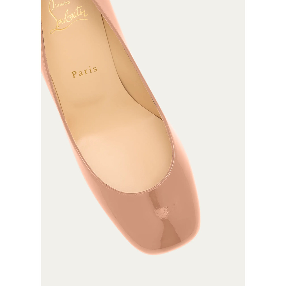 Christian Louboutin Cadrilla 70 Nude Blush Patent Leather Block Heel Pump 40 - Picture 7 of 15